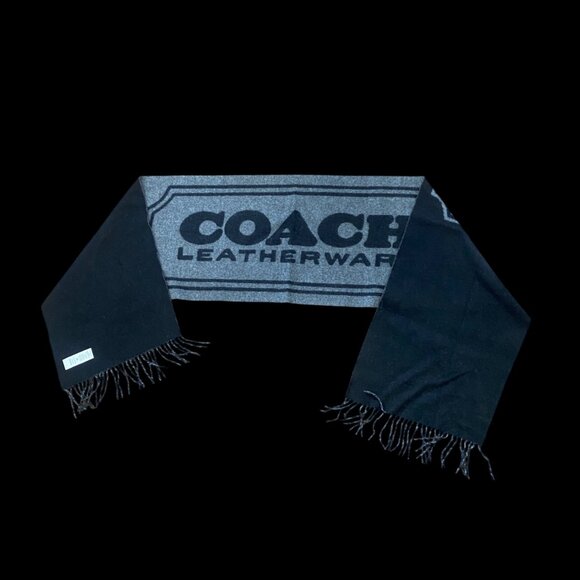 Coach muffler ec-21684 Gray Black Cleaned Good Condition Cashmere 100% Used - Picture 2 of 5